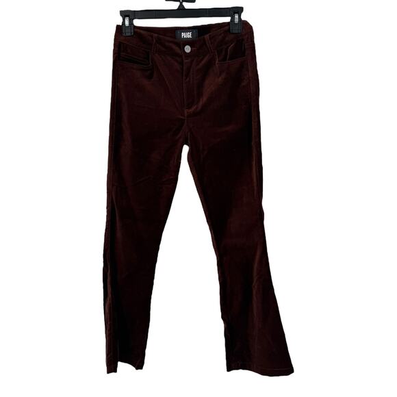 Paige Claudine Velvet Ankle Flare Pants brown size 24 - Picture 2 of 9